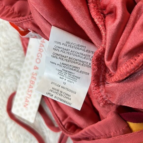 Margo and Sebastian chiffon high low dress in pink and yellow, 13 - Picture 8 of 9